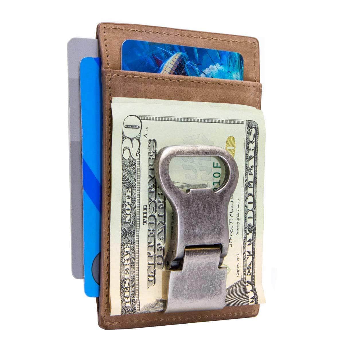 Small Bifold Leather Money Clip Wallet