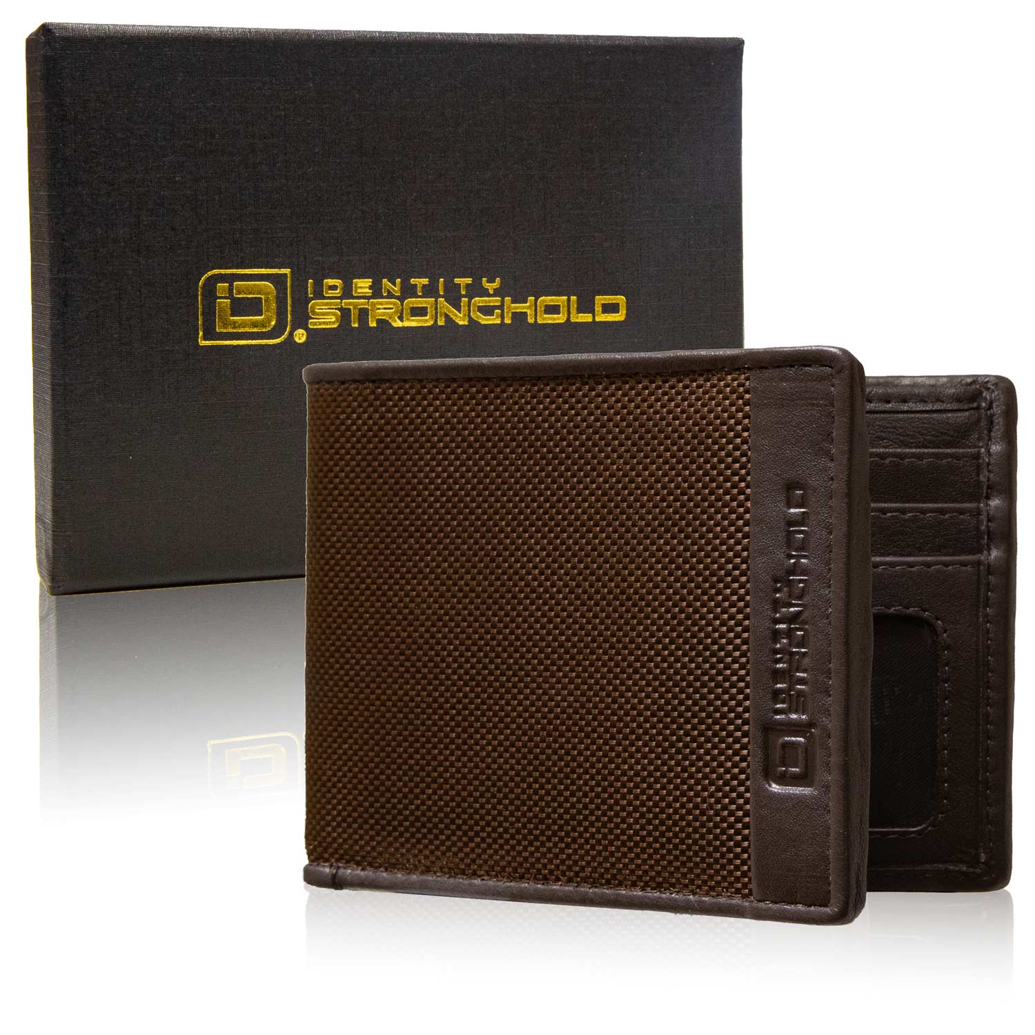 Mens RFID Wallet - Slim 7 Slot Bifold With ID in Leather and Nylon