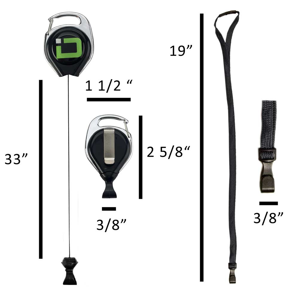 Porta credencial seguro Paquete vertical de 2 portatarjetas de identificación, carrete retráctil y cordón Duolite ®