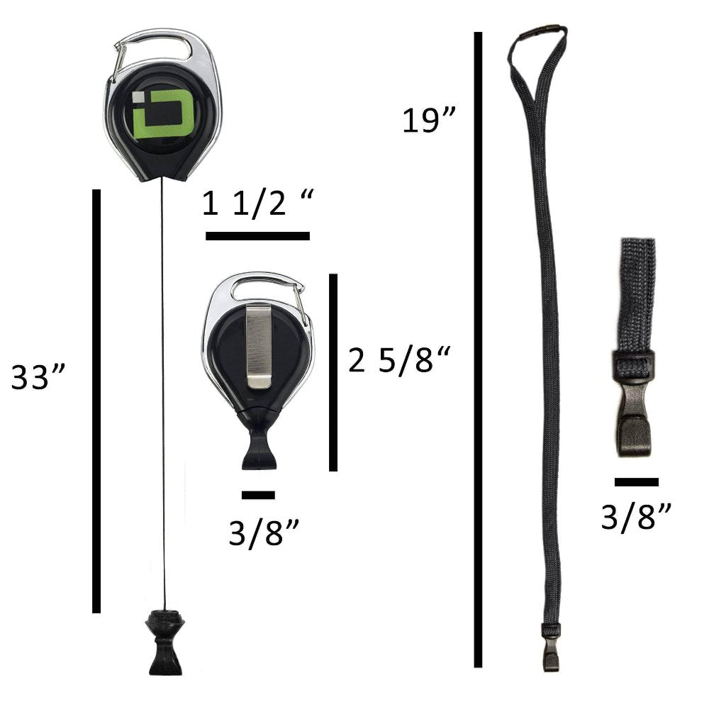 ID Stronghold Badgeholder Secure Badge Holder Duolite ™ Vertical 2 Card Holder, Retractable Reel, and Lanyard Bundle