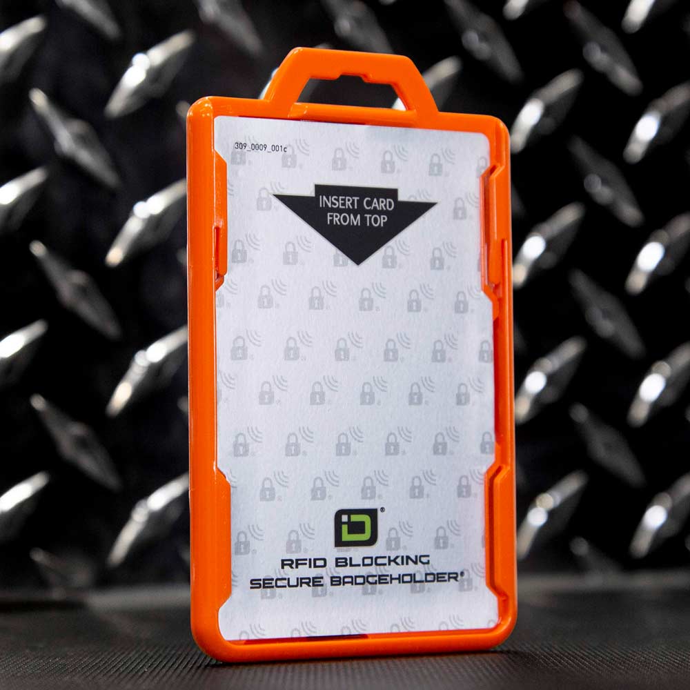 Orange RFID-Blocking Badge Holder – Durable Secure ID Card Protector with Top-Load Design for Enhanced Security and Easy Access