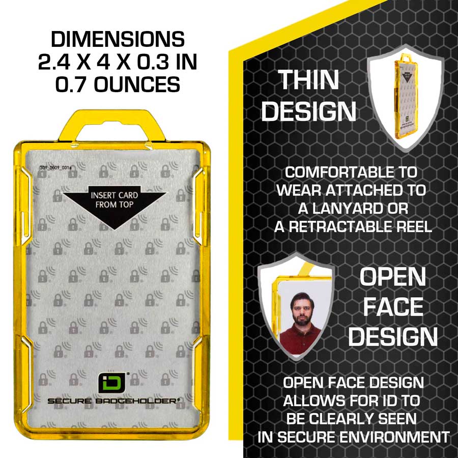 Porta credencial seguro Paquete vertical de 2 portatarjetas de identificación, carrete retráctil y cordón Duolite ®