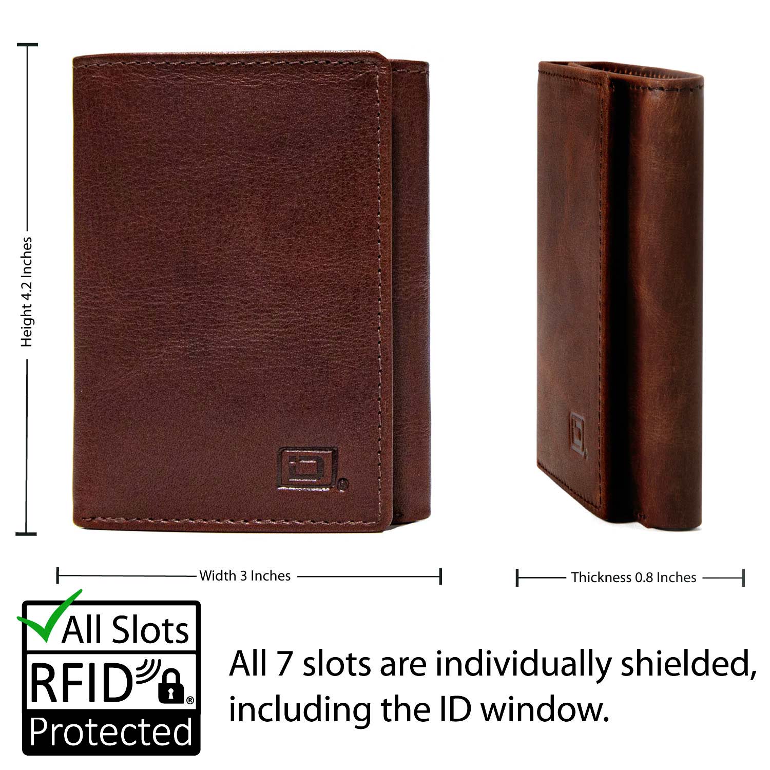 RFID Blocking Wallet for Men - Slim Buffalo Leather Trifold Wallet