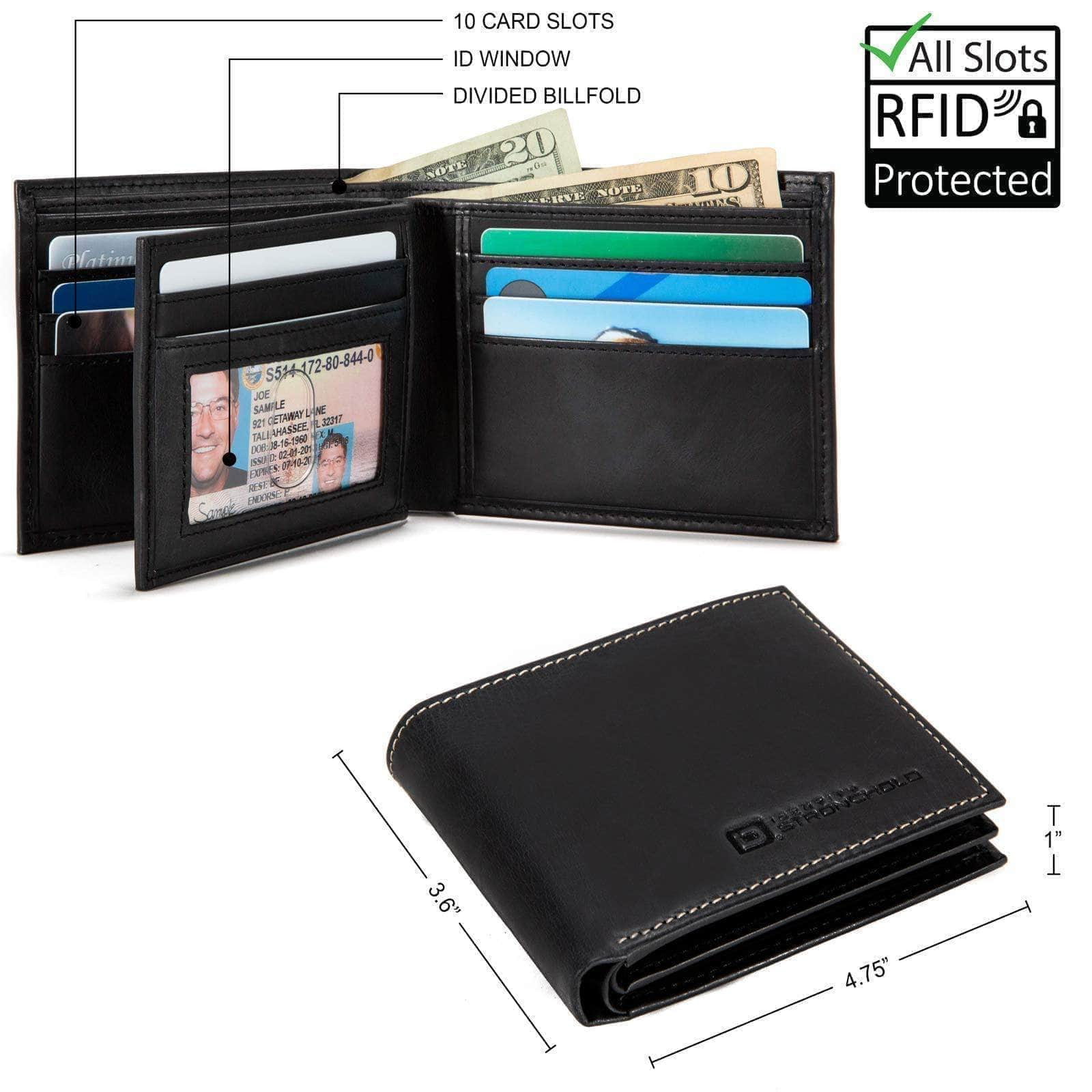 RFID-Blocking Bifold Wallet with 10 Card Slots | Durable and Secure