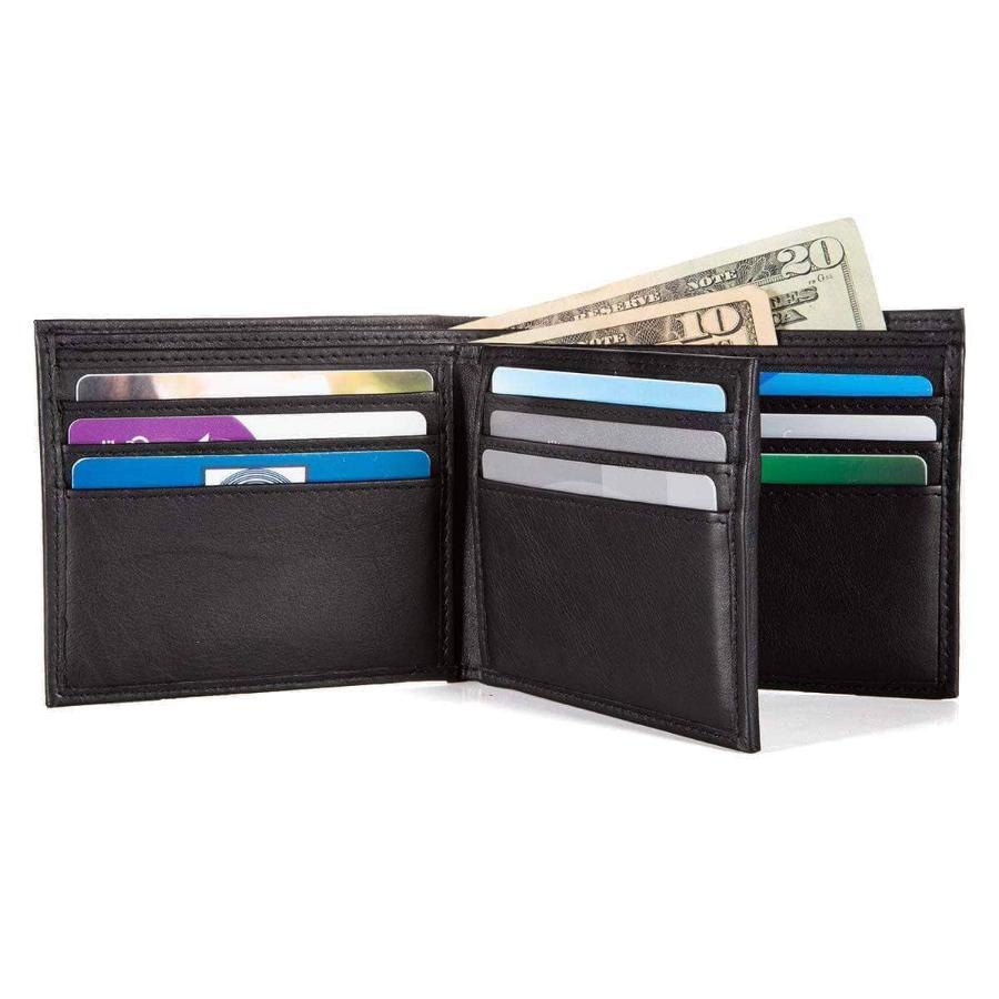 Close-up of RFID Bifold Wallet card slots, highlighting the quality leather material, precise stitching, and RFID-blocking technology