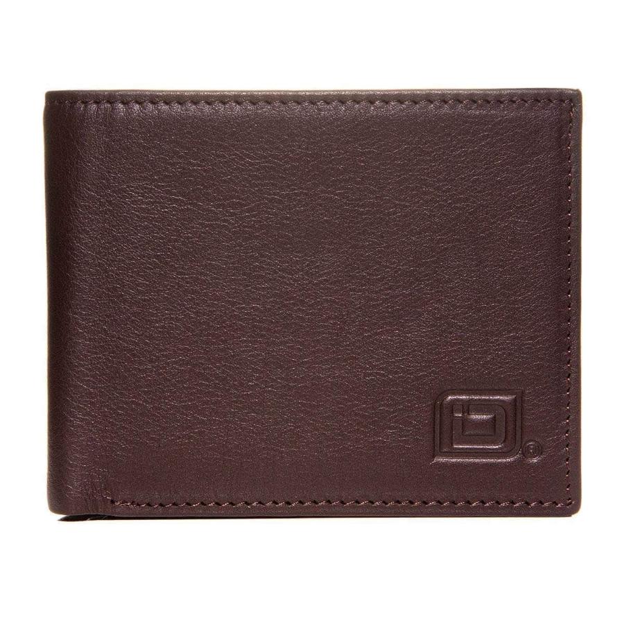 RFID Wallet Bifold with 10 card slots in brown premium leather, showcasing a sleek, minimalist design and durable stitching.