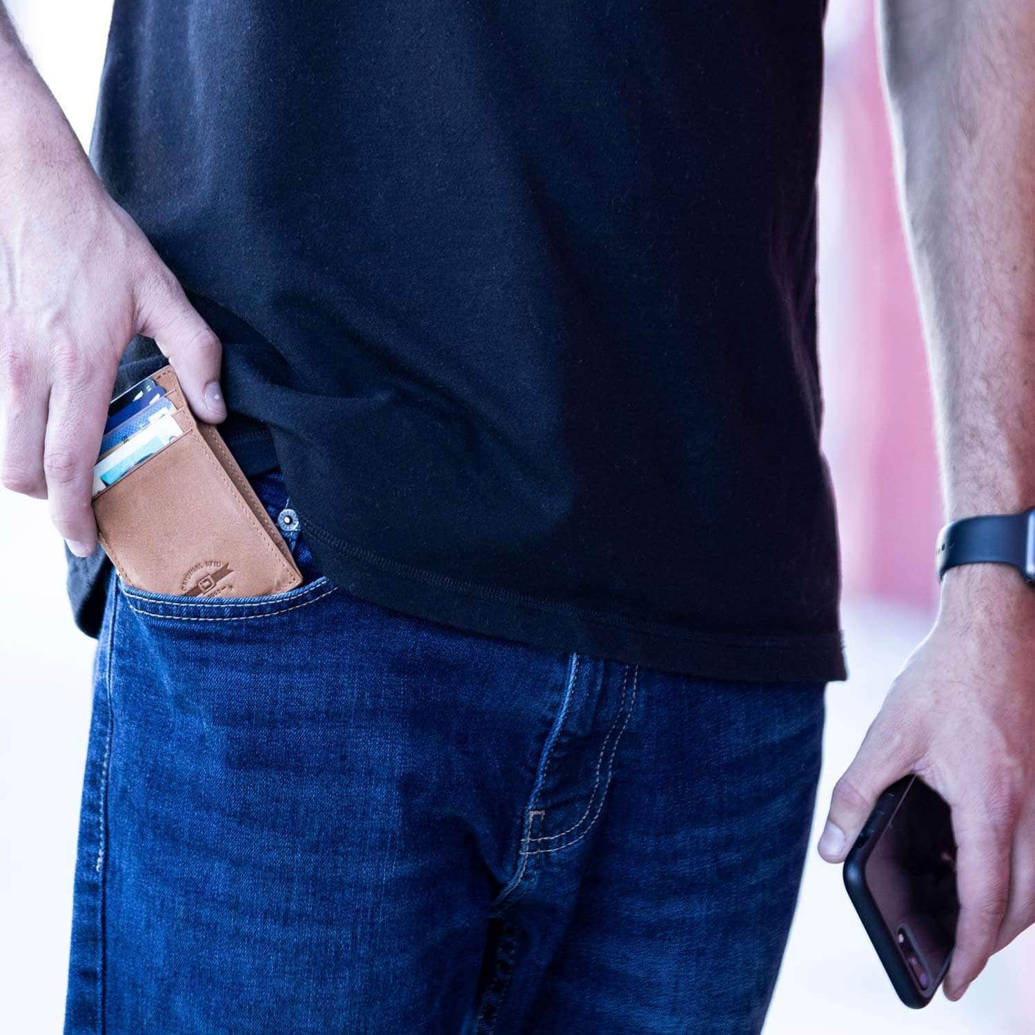 Identity Stronghold Men's Slim RFID Leather Money Clip