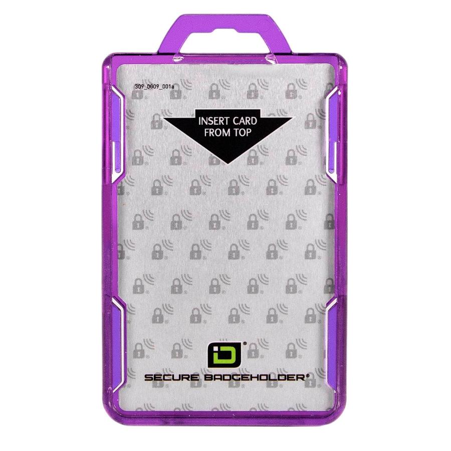 Secure Badge Holder DuoLite, vertical 2-card ID holder by ID Stronghold, RFID-blocking dual-sided design for visible ID protection SKU: IDSH2004-001B-Pur