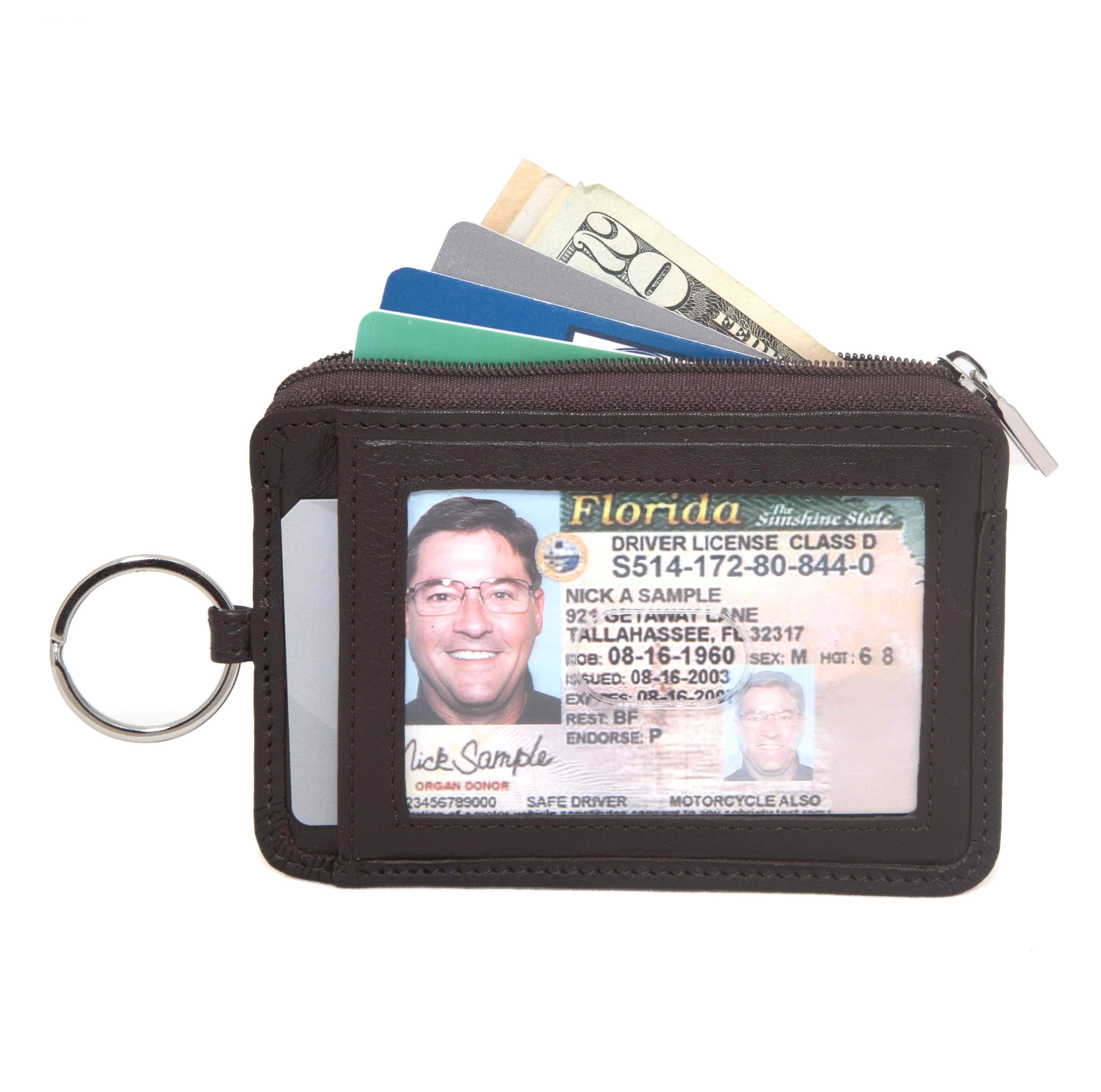 RFID Dual Portrait ID Leather Badge Holder