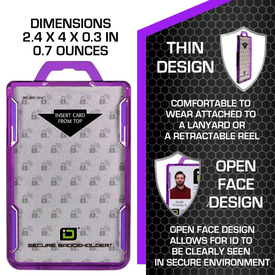 ID Stronghold Secure Badge Holder DuoLite, vertical 2-card holder in durable design with RFID-blocking technology for secure, easy-access ID protection