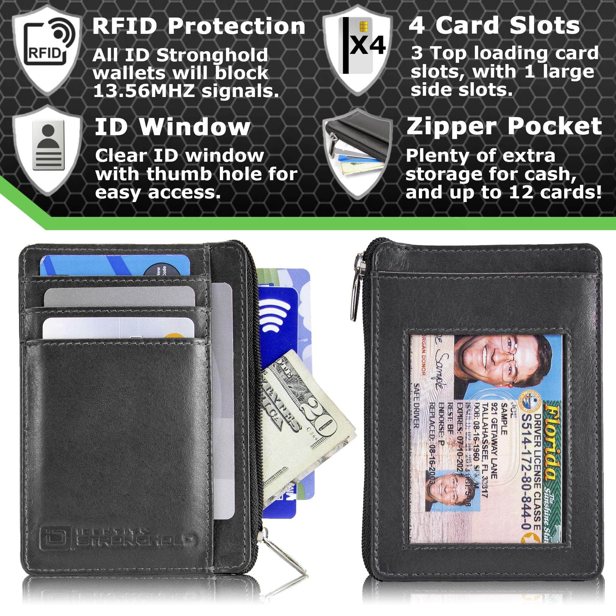 Women's Card Case, Short Zipper Wallet, 20 Slots Credit Card